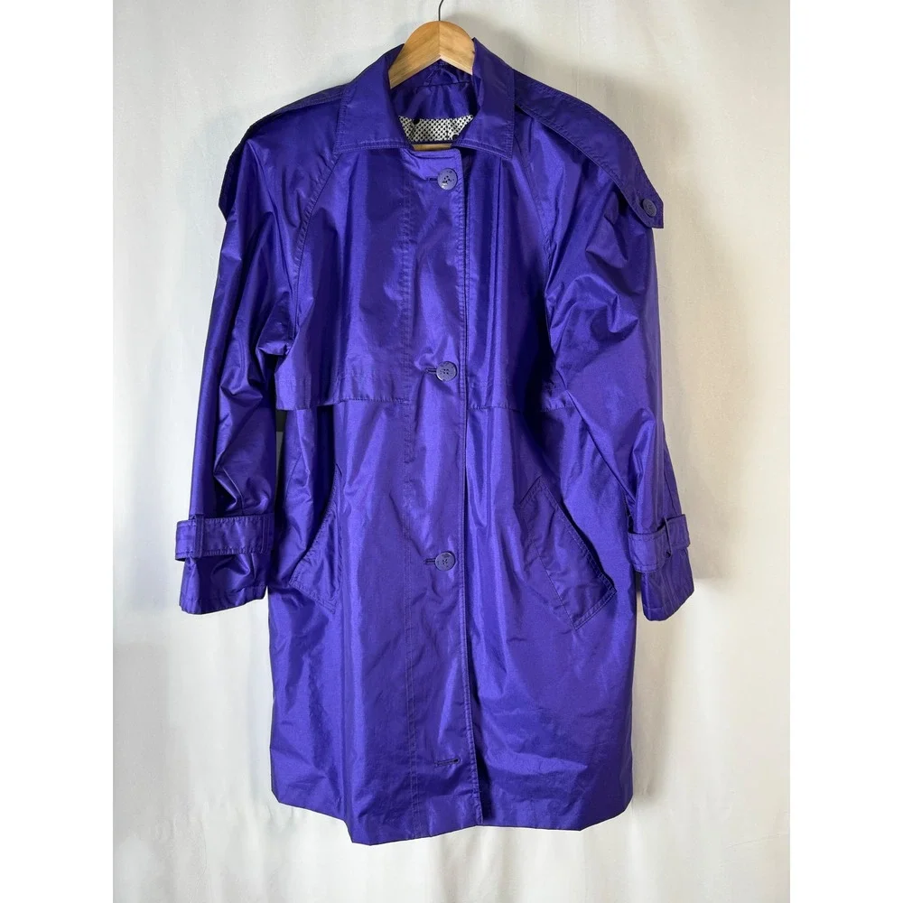 Kent Street Vintage‎ Purple Shiny Trench Coat Women's Size 9/10. 80s